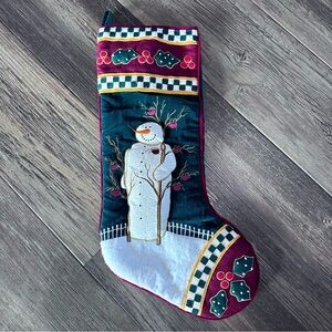 Christmas stocking Snowman green burgundy
